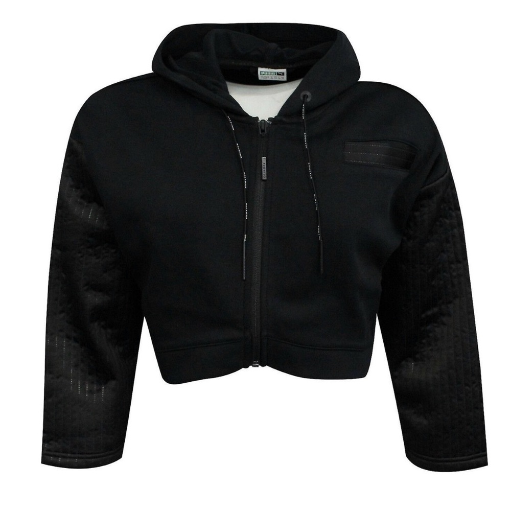 Puma Black Bomber Jacket with Hood crop top